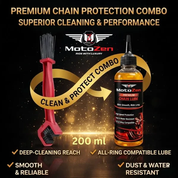 Motorcycle Chain Cleaning Brush & Premium Chain Lube 200ML Combo
