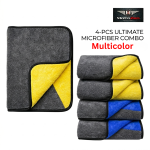 4Pcs High Quality Micro Fiber Double Layer Towel for Bike & Car Cleaning (40×30cm)
