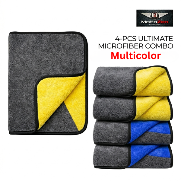 4Pcs High Quality Micro Fiber Double Layer Towel for Bike & Car Cleaning (40×30cm)