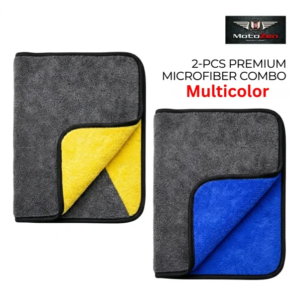 2Pcs High Quality Micro Fiber Double Layer Towel for Bike & Car Cleaning (40×30cm)