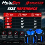 MotoZen Premium Windbreaker Blue & Black– Lightweight Motorcycle Riding Jacket with YKK Zipper - Image 3