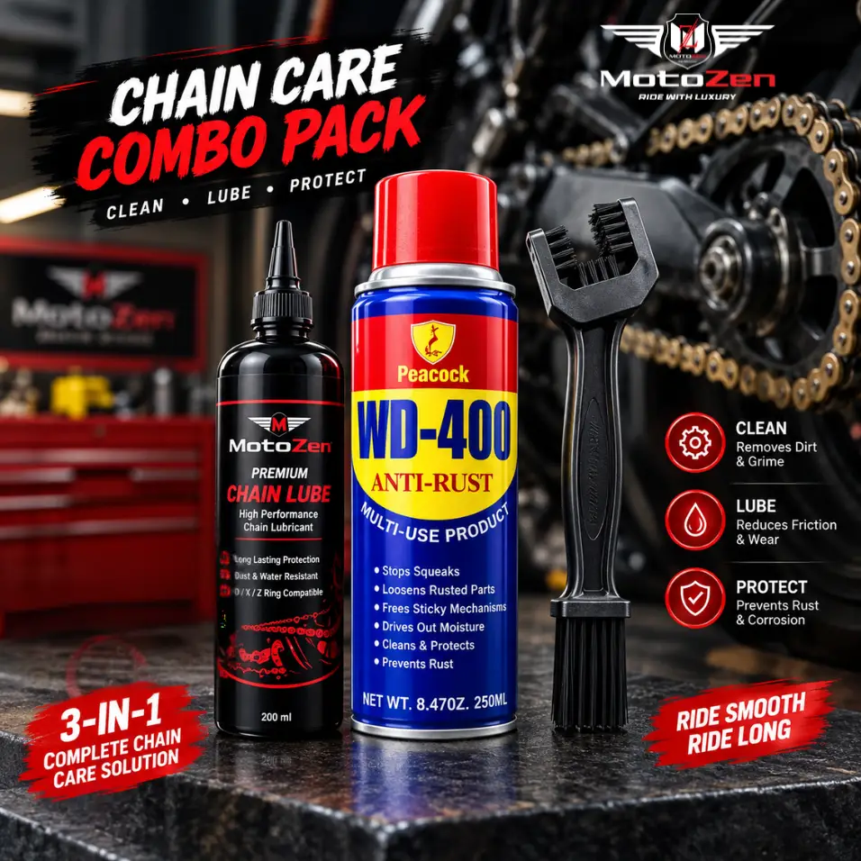 Chain Care Combo Motorcycle Chain Care Kit – Clean, Lube & Protect - Image 1