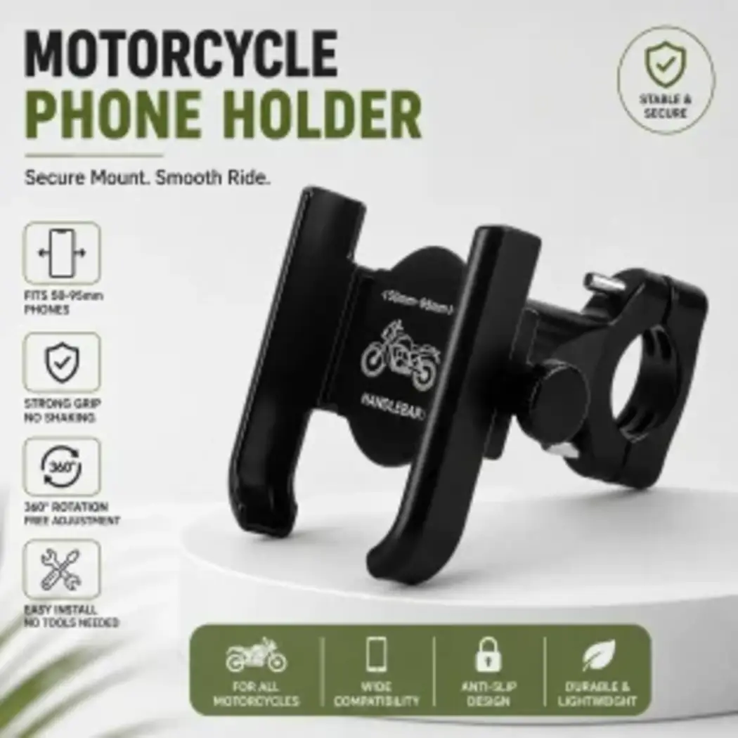 Phone-Holder-for-Biker (1) Motorcycle Metal Phone Holder | Universal Bike Handlebar Mobile Mount - Image 1