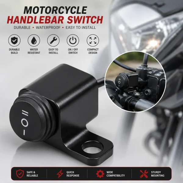 Motorcycle Handlebar Switch | Waterproof Bike Switch ON/OFF With Up & Down Control