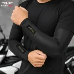 Premium Black UV Protection Arm Sleeves (Pair) | Cooling Compression Arm Sleeves for Motorcycle Riding, Cycling & Sports