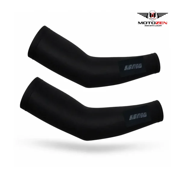 Premium Black UV Protection Arm Sleeves (Pair) | Cooling Compression Arm Sleeves for Motorcycle Riding, Cycling & Sports