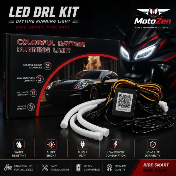 LED DRL Kit for Motorcycle | RGB Daytime Running Light | Waterproof 12V Plug & Play