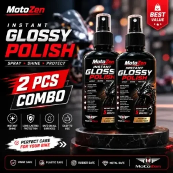 MotoZen Instant Glossy Polish 2 PCS Combo | Premium Bike Polish Spray for Instant Shine & Long-Lasting Protection