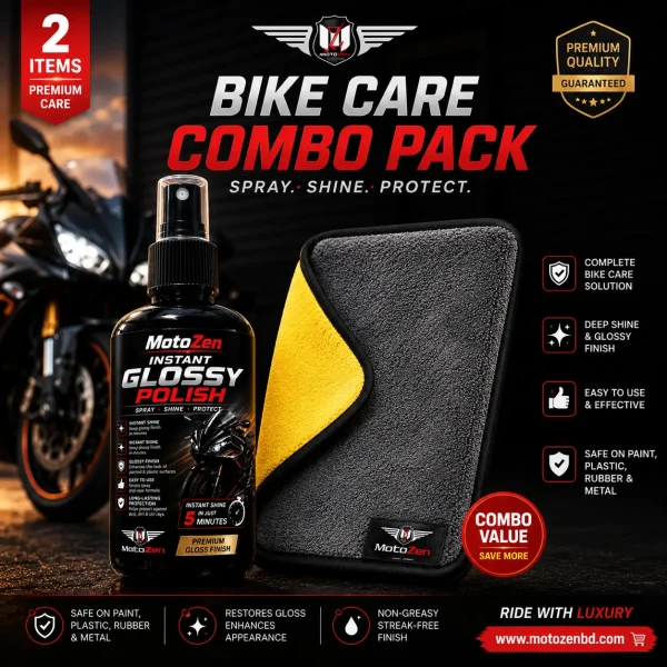 Bike Care Combo Pack – Instant Glossy Polish with Premium Microfiber Cloth