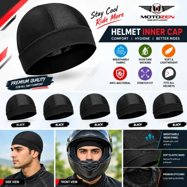 MotoZen Premium Motorcycle Helmet Inner Cap | Breathable & Sweat-Wicking Helmet Liner